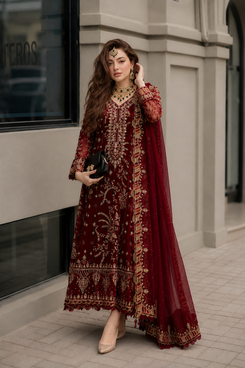 Fuchsia Royale — Luxury Heavy Embroidered Formal 3-Piece Suit