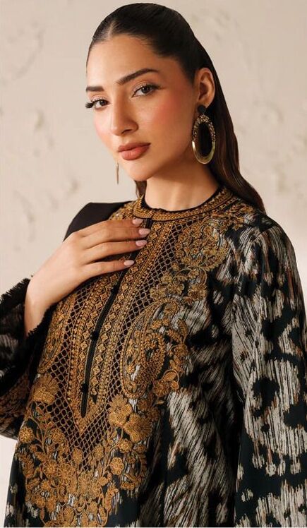 Baroque printed lawn and chiffon with Embroidered laced 3pc